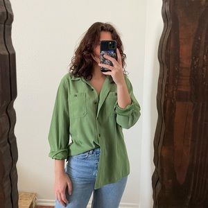 Vintage Bright Green Button Down